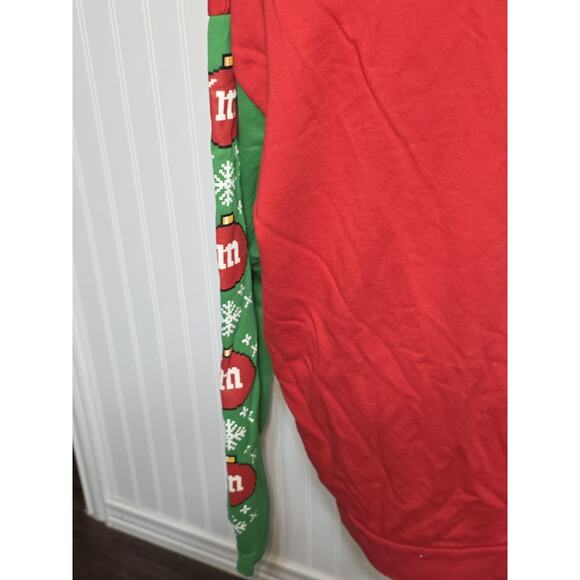 M&M Christmas Face Fleece Red and Green Sweatshirt Pullover Long Sleeve Women - Picture 4 of 8